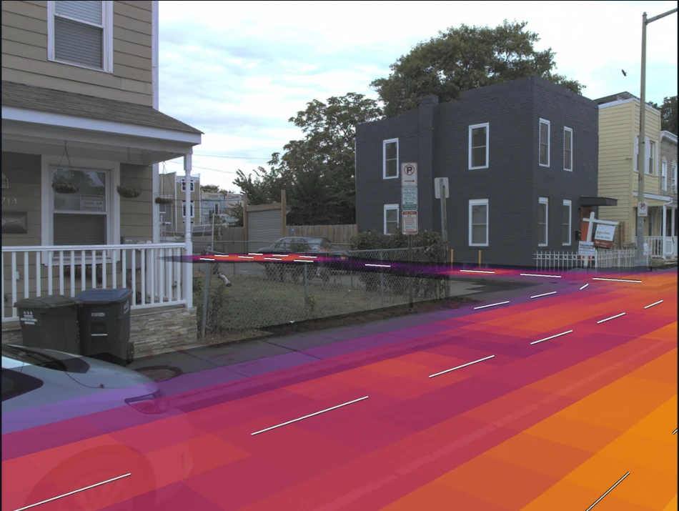 Driveway: predicted proximity projected onto the camera image.