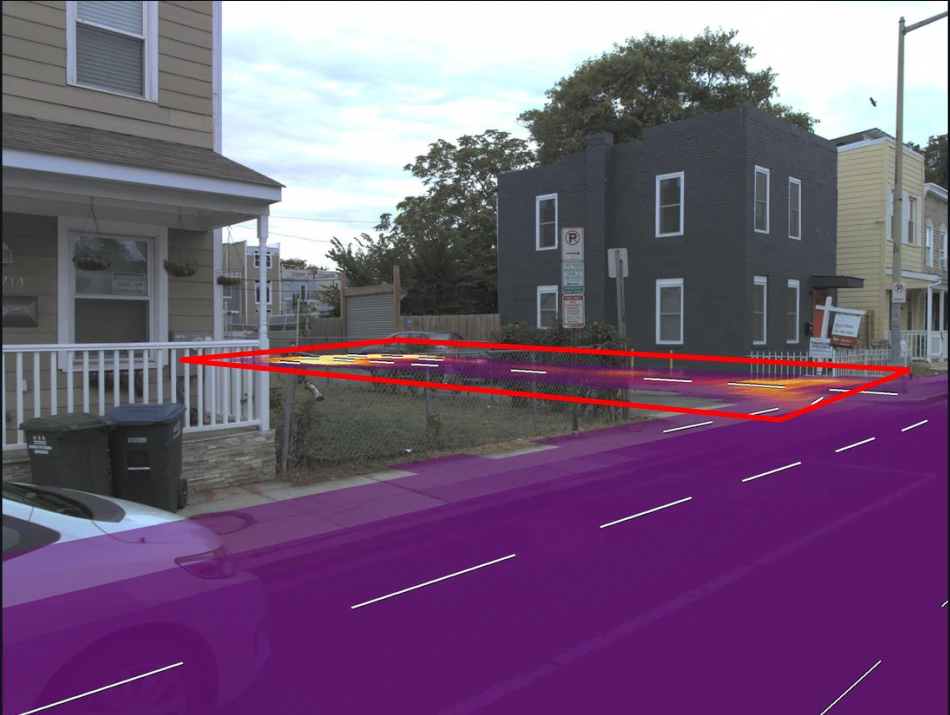 Driveway: predicted variance projected onto the camera image.